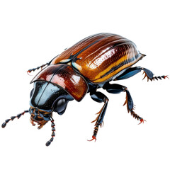 Naklejka premium Potato Beetle in Macro Isolation: Black and White Wildlife Closeup of a Brown Pest with Green Antennae in Nature