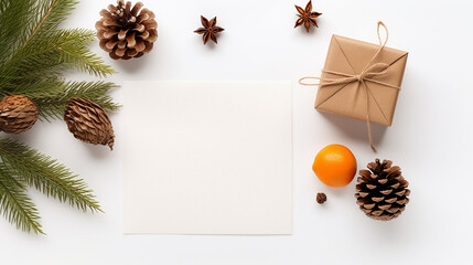 Obraz premium christmas blank greeting card mockup scene on white background