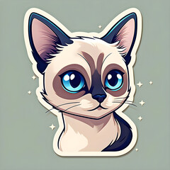 cute cartoon sticker art design of a Siamese cat kitten kitty