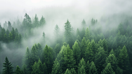 Misty Pine Forest at Dawn