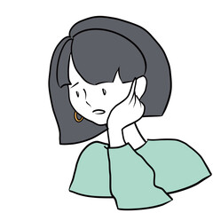 ピアスを片方無くした女性のイラスト