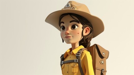 Cartoon digital avatar of Adventure Alex A fearless and adventurous ranger who leads exciting hikes and explorations in the national park.