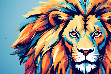 Fototapeta premium The Lion Head Vector, which contains the power of a lion, the king of nature generative ai