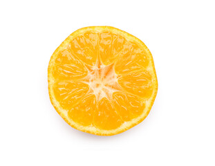 Half of fresh tangerine on white background