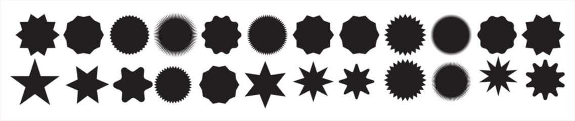 Set of starburst, sunburst badges. Design elements - best for sale sticker, price tag, quality mark. Flat vector illustration isolated on white background