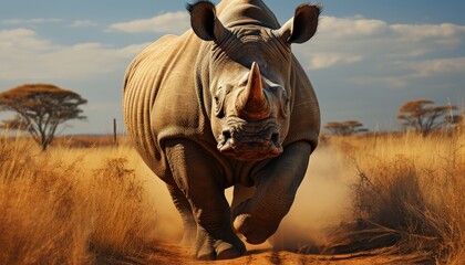 A rhinoceros in the savanna