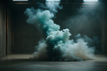 colored smoke in a dark room