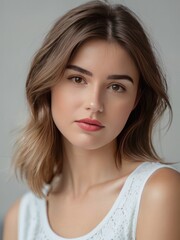 Naklejka premium attractive pensive girl looking at viewer