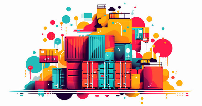 Colorful Containerization Creative Icon - Modern Digital Technology Symbol