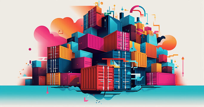 Colorful Containerization Creative Icon - Modern Technology Design