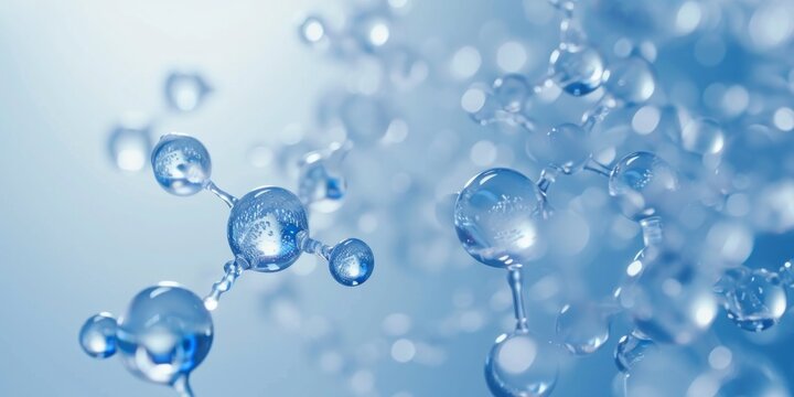 transparent molecule model over blue background
