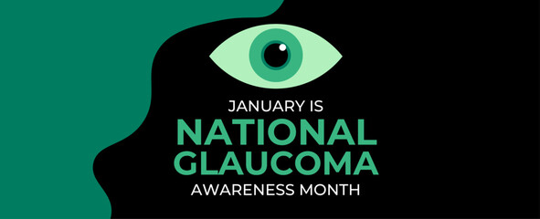 Glaucoma Awareness Month. Celebrate annual in January. Vision problems. Save your eyes. Prevention and protection. Green ribbon. Medical healthcare concept. Poster, banner, flyer, brochure, background