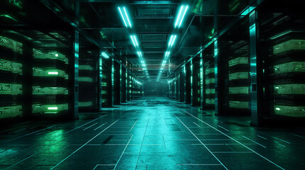 Fototapeta premium Hyperscale Data Center Infrastructure: Advanced Networking and Cloud Computing Technology