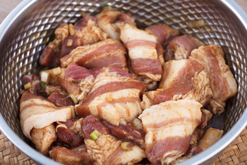 Close up of cured pork