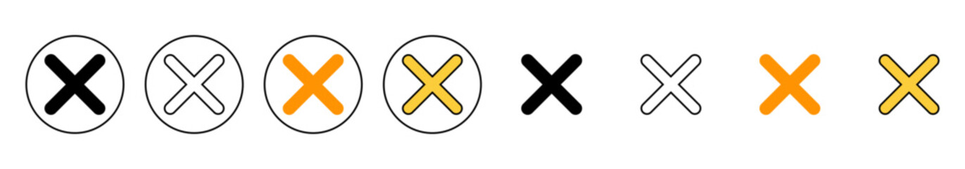 Obraz premium Close icon set vector. Delete sign and symbol. cross sign