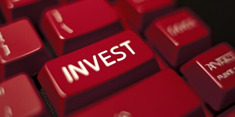 Red Invest Keyboard keyinvest, finance, keyboard, button, red, business, money, savings, strategy, growth, income, wealth, finger, press, decision, market, capital, stock, fund, return, financial, pla