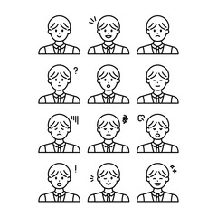 若い男性の表情アイコン
