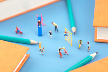 Miniature creative books and elementary school kids