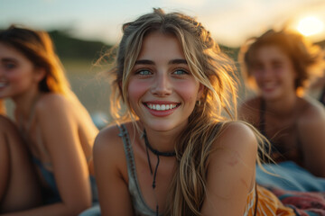 Young friends portrait having fun together