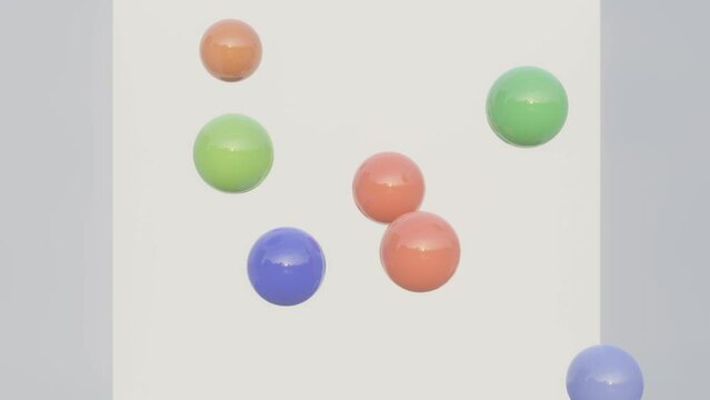 3D render animation. Colorful balls falling down.	
