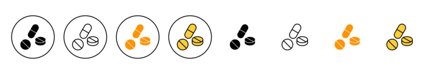 Pills icon set vector. capsule icon. Drug sign and symbol
