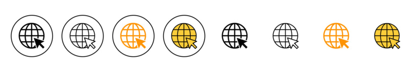 Web icon set vector. go to web sign and symbol. web click icon. Global search icon