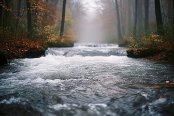 Autumnal Forest River Scene
