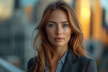 Fototapeta premium Woman portrait in busy city