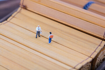 Miniature creative bamboo slips teacher in class