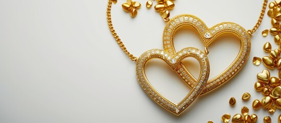 Gold jewelry on a white background excludes the word love.