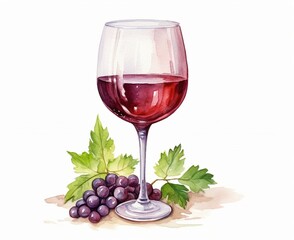 red wine and grapes watercolor