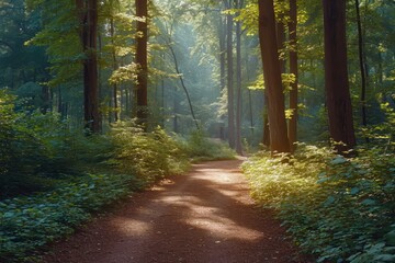 Sunlit Forest Pathway
