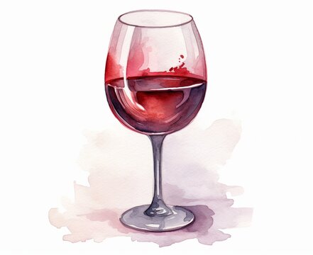 red wine and grapes watercolor
