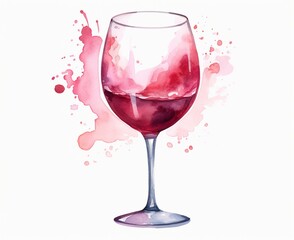 red wine and grapes watercolor