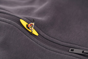 Microphotography rowing on clothes zippers
