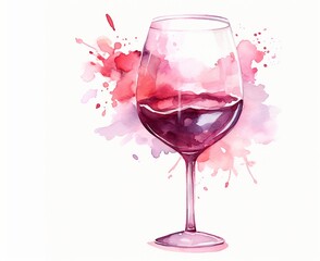 red wine and grapes watercolor