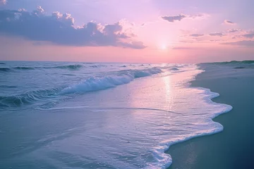Papier Peint photo autocollant Violet Sunset Serenity on a Quiet Beach