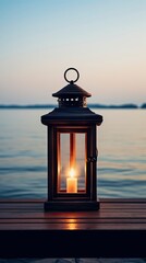 Elegant Lantern Overlooking a Calm Seascape