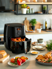  Variety food on the table, cooked in the air fryer