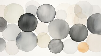 Soft watercolor circles in Charcoal Gray, Graphite colors. Trendy background with creative drawing. Festive card, wallpaper.