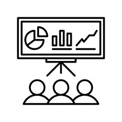 Presentation icon or logo illustration outline black style
