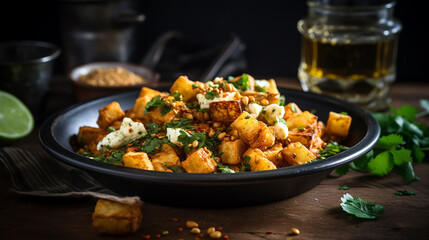 crispy paneer popcorn is a popular party snack and an appetizer - obrazy, fototapety, plakaty