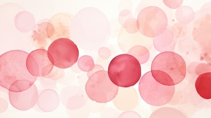 Soft watercolor circles in Ruby Red, Rose Quartz colors. Trendy background with creative drawing. Festive card, wallpaper. - obrazy, fototapety, plakaty