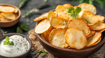 potato chips with sour cream dip