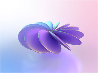 虹色に輝くクリスタルガラスの幾何学模様の3Dイラストレーション