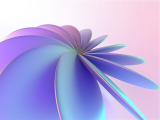 虹色に輝くクリスタルガラスの幾何学模様の3Dイラストレーション