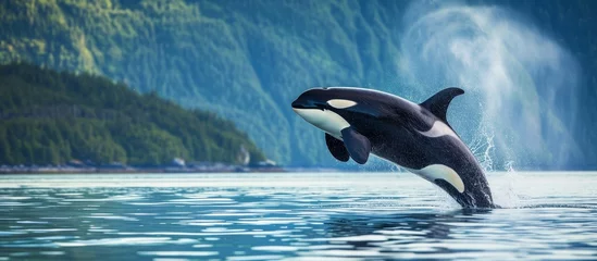 Washable wall murals Orca An orca leaping in Resurrection Bay near Kenai Fjords National Park in Alaska.
