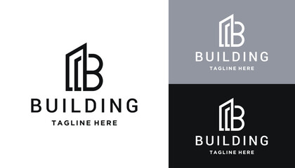 Initial Letter B Monogram With Apartment Building For Real Estate and Architecture Logo Design