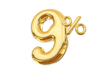 9% Percent Promotion Gold 3D
