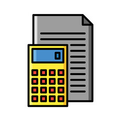 Calculator icon vector or logo illustration filled color style